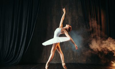 Ballerina in white tutu dress